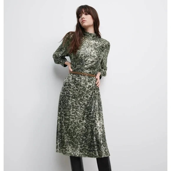 Zara khaki top animal print dress